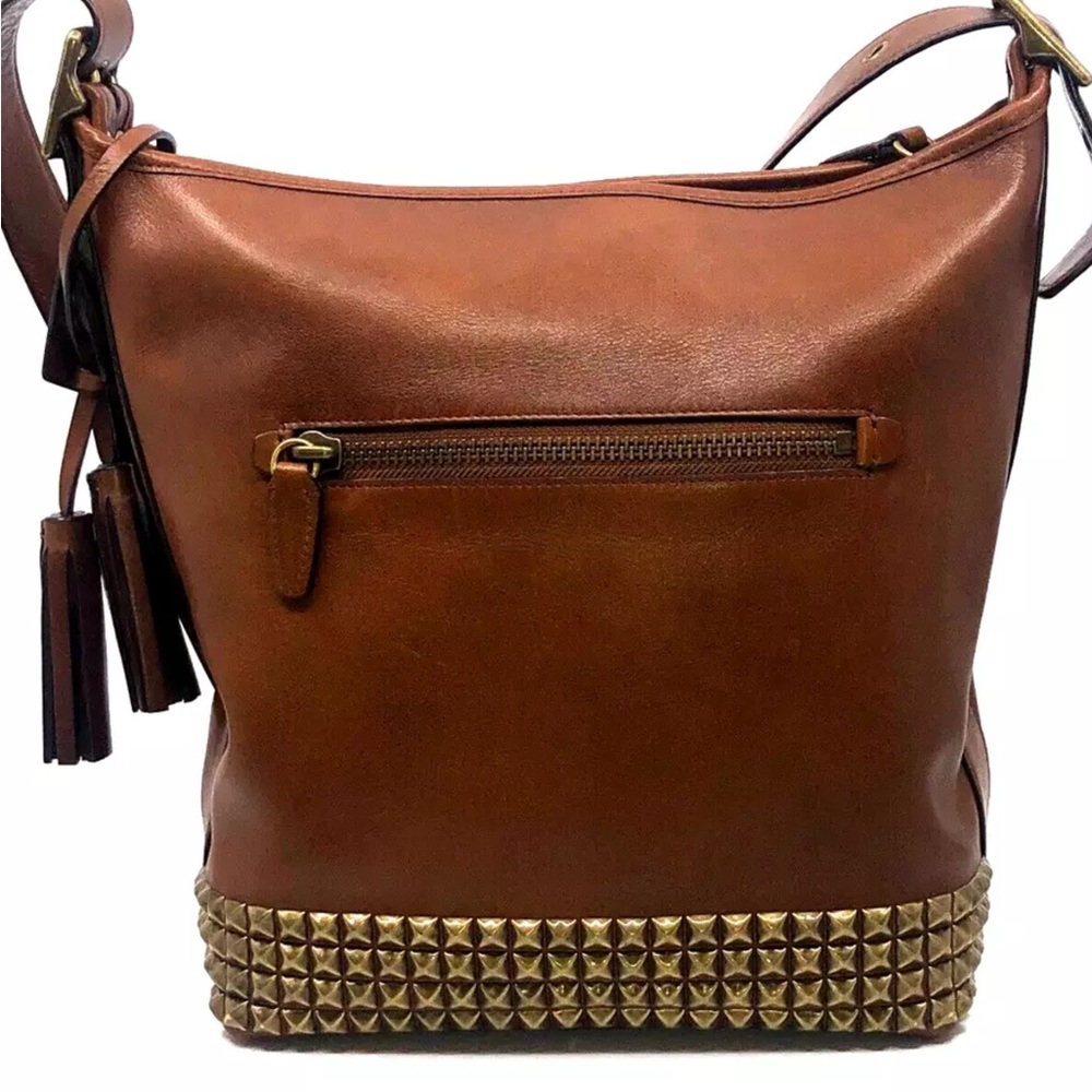 Authentic coach legacy studded caramelized tan large leather duffle bag 14x12 - Picture 2 of 8